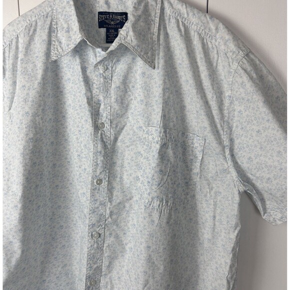 Steve and Barry’s Mens Size XXL White Blue Hawaiian Short Sleeve Button Up - Picture 2 of 5